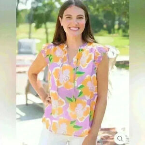 Michelle Mcdowell valery top in Sea Flower Lilac - size L NWOT